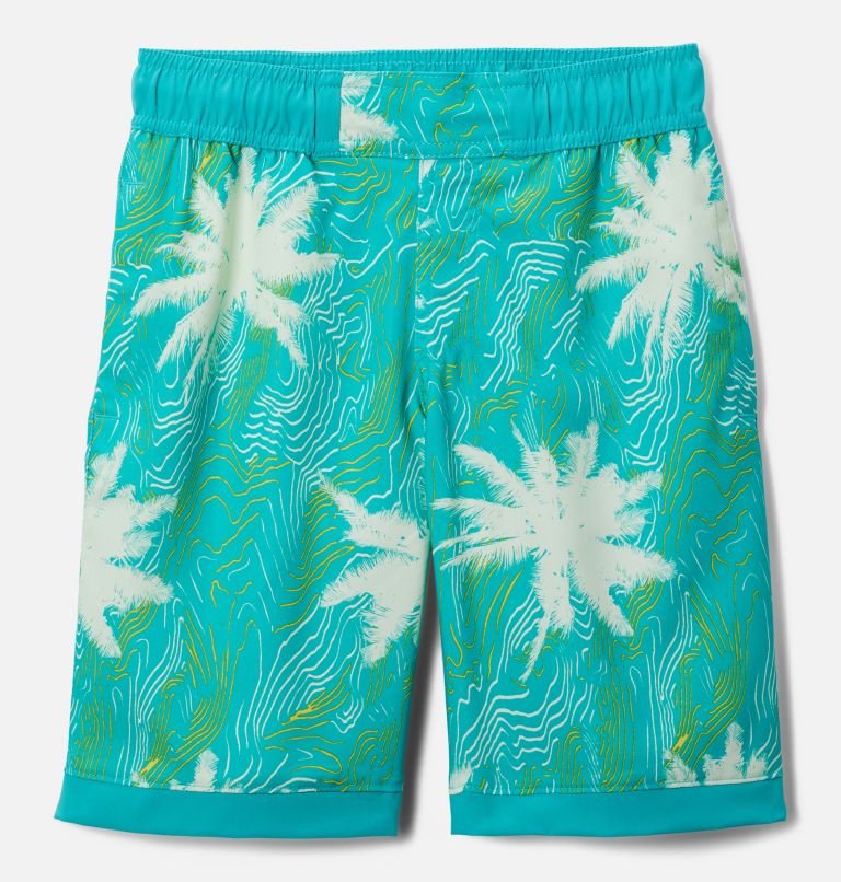 Thumbnail: Boys' Sandy Shores Boardshorts, Color: Bright Aqua Topo Palms, Bright Aqua, image 1