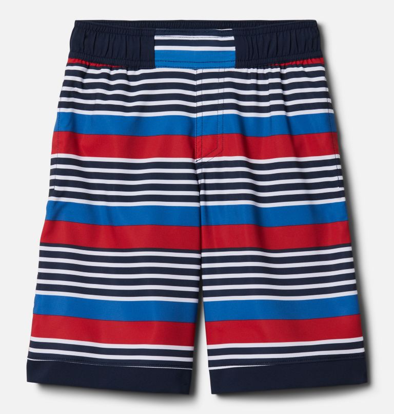 Boys' Sandy Shores Board Shorts, Color: Collegiate Navy Milo Stripe, image 1