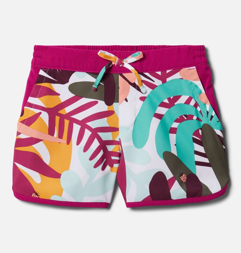 Thumbnail: Girls' Sandy Shores Board Shorts, Color: White In The Leaves, image 1