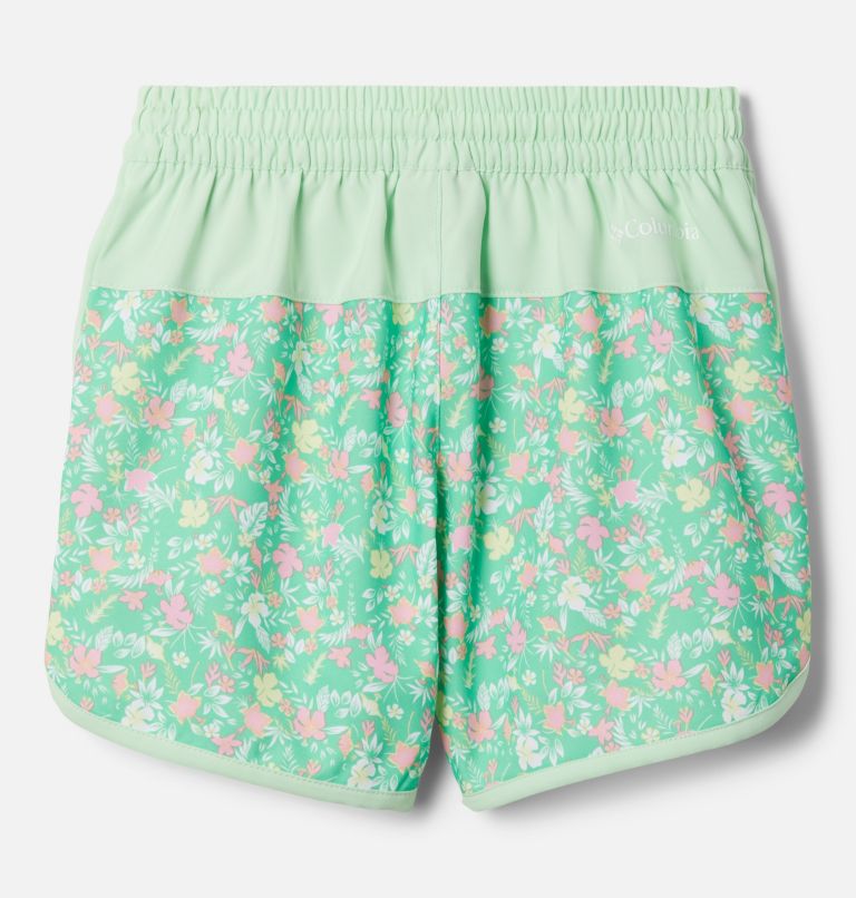 Thumbnail: Girls' Sandy Shores Board Shorts, Color: Light Jade Mini-Biscus, Key West, image 2