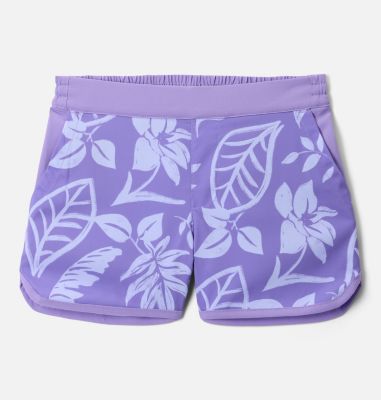 Girls' Sandy Shores Boardshorts, Color: Paisley Purple Pasteled Tonal, image 1
