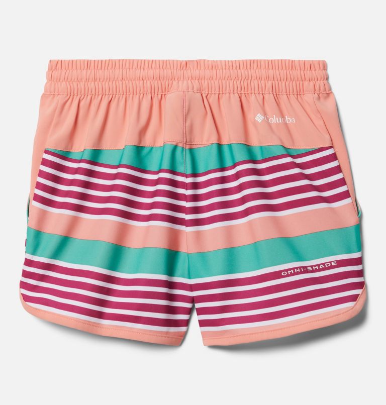 Girls' Sandy Shores Board Shorts, Color: Wild Fuchsia Milo Stripe, image 2