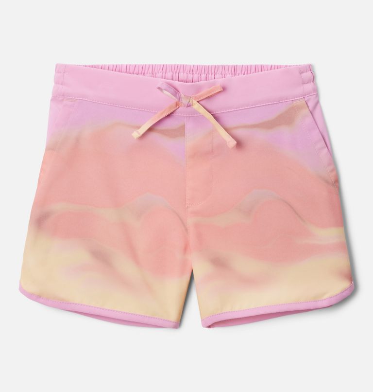 Thumbnail: Girls' Sandy Shores Board Shorts, Color: Salmon Rose Undercurrent, image 1