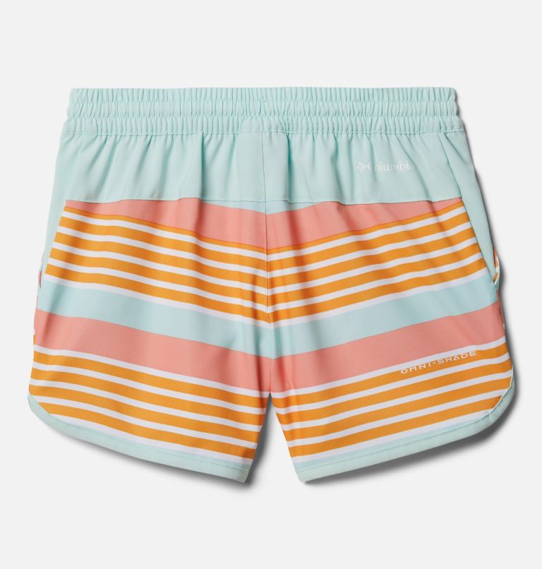 Girls' Sandy Shores Board Shorts, Color: Coral Reef Milo Stripe, image 2