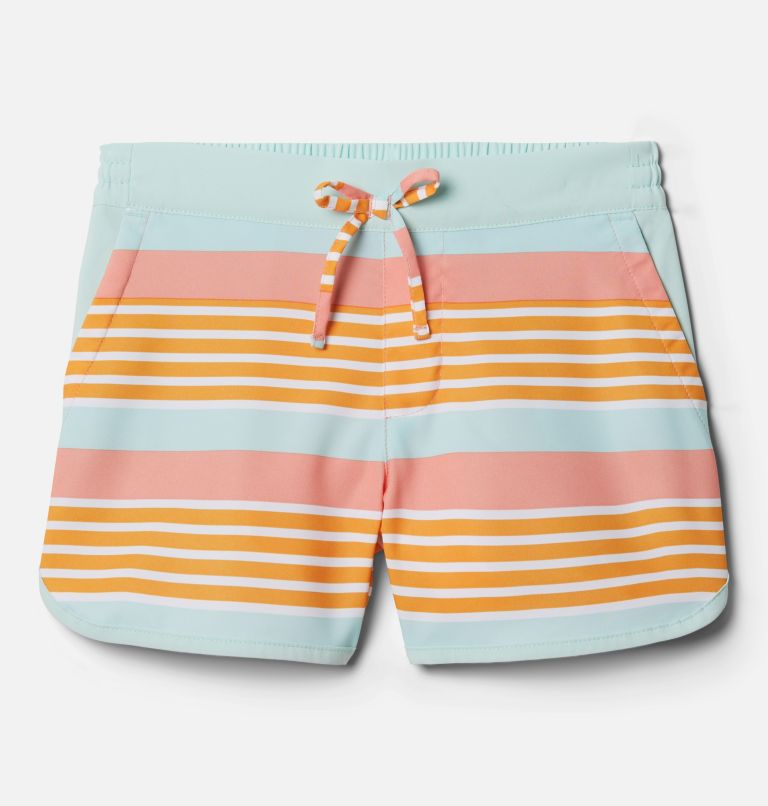 Thumbnail: Girls' Sandy Shores Board Shorts, Color: Coral Reef Milo Stripe, image 1