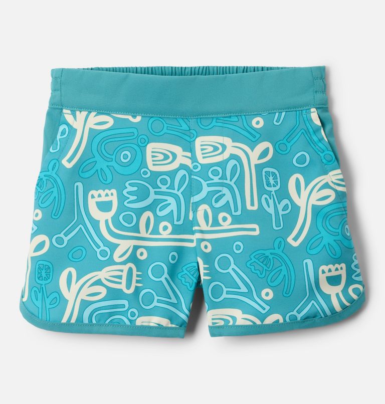 Girls' Toddler Sandy Shores Board Shorts, Color: Teal Marker Made, image 1