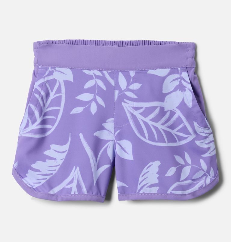 Girls' Toddler Sandy Shores Board Shorts, Color: Paisley Purple Pasteled Tonal, image 1