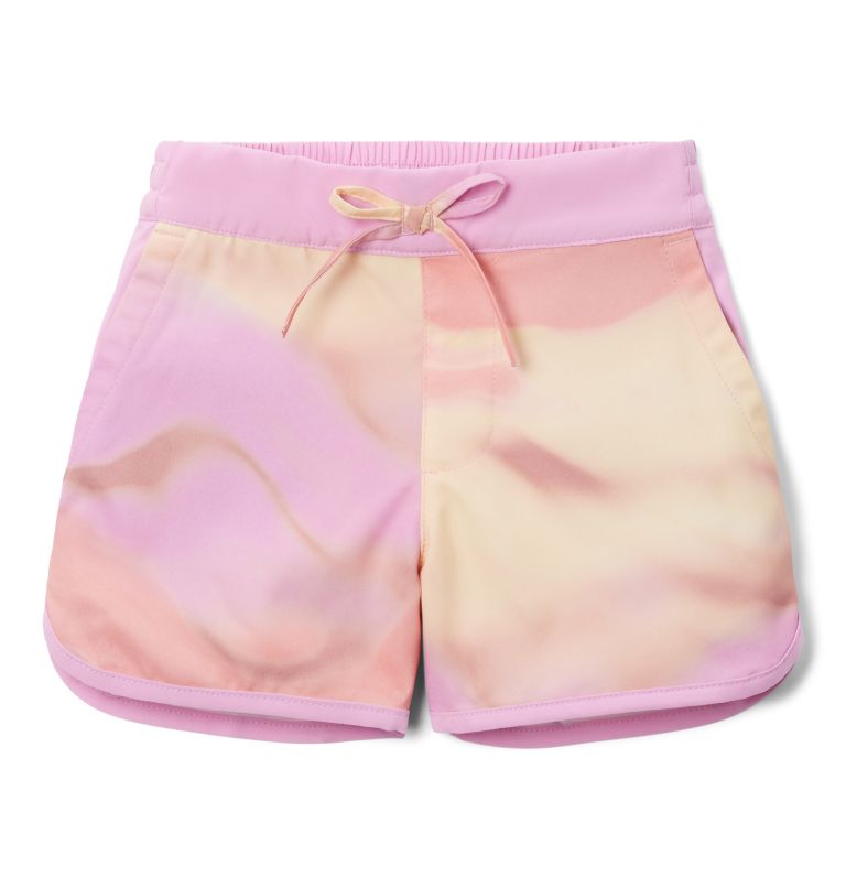 Girls' Toddler Sandy Shores Board Shorts, Color: Salmon Rose Undercurrent, image 1