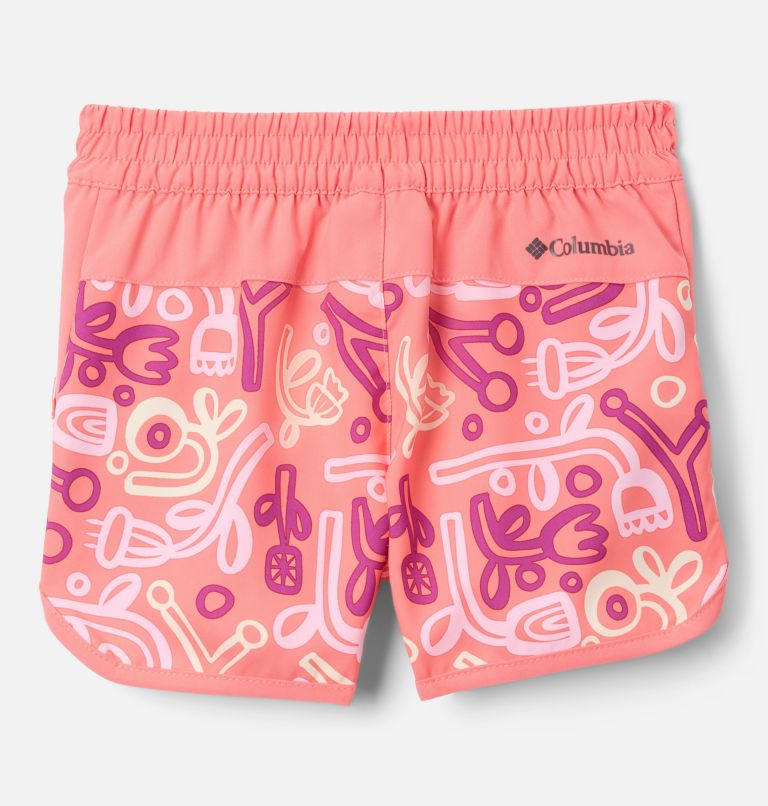 Girls' Toddler Sandy Shores Board Shorts, Color: Hot Coral Marker Made, image 2