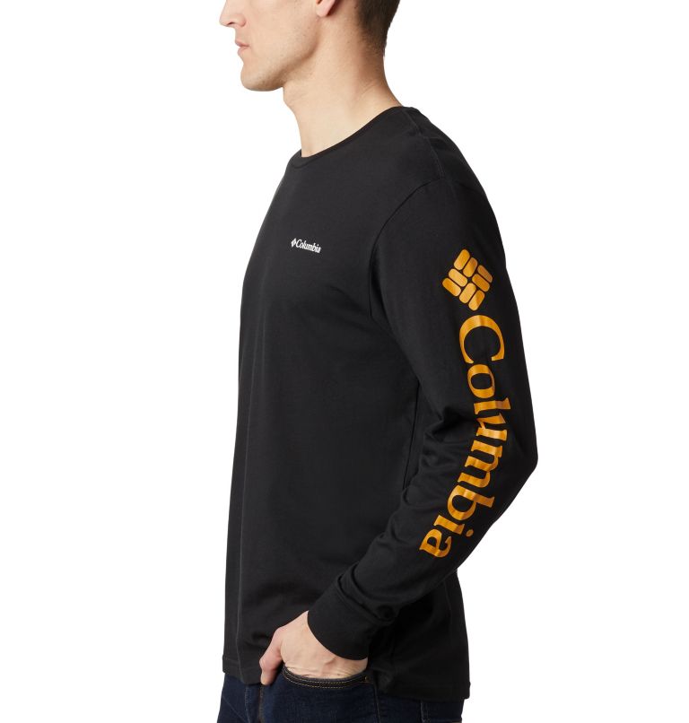 Men's North Cascades Long Sleeve T-Shirt, Color: Black, Golden Yellow, image 3