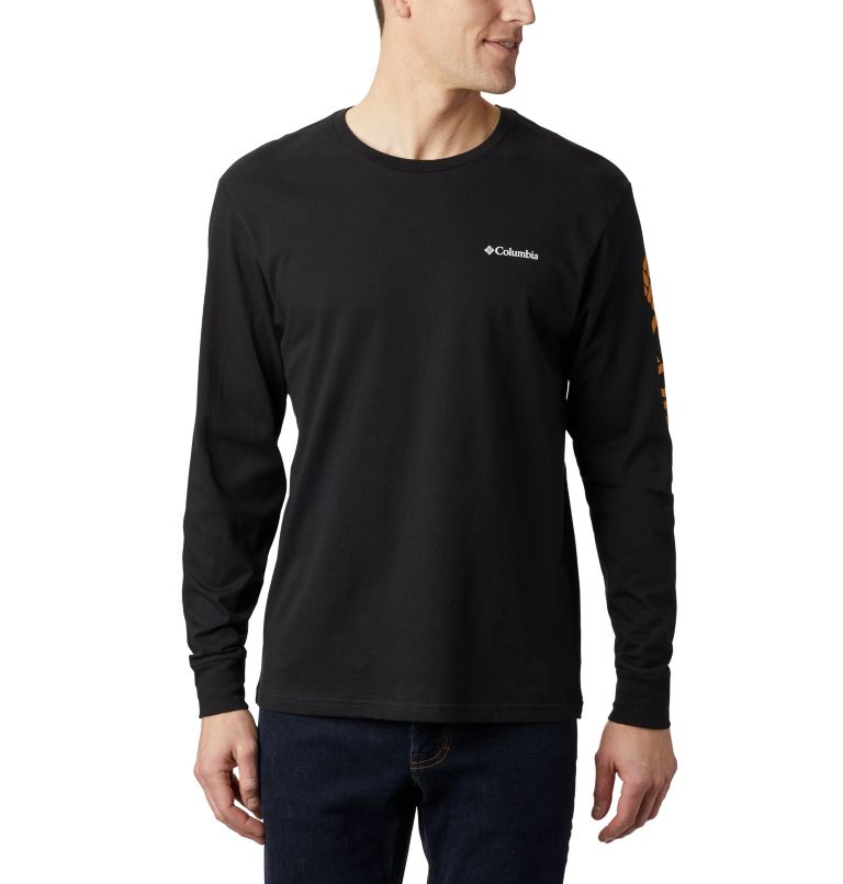 Men's North Cascades Long Sleeve T-Shirt, Color: Black, Golden Yellow, image 1