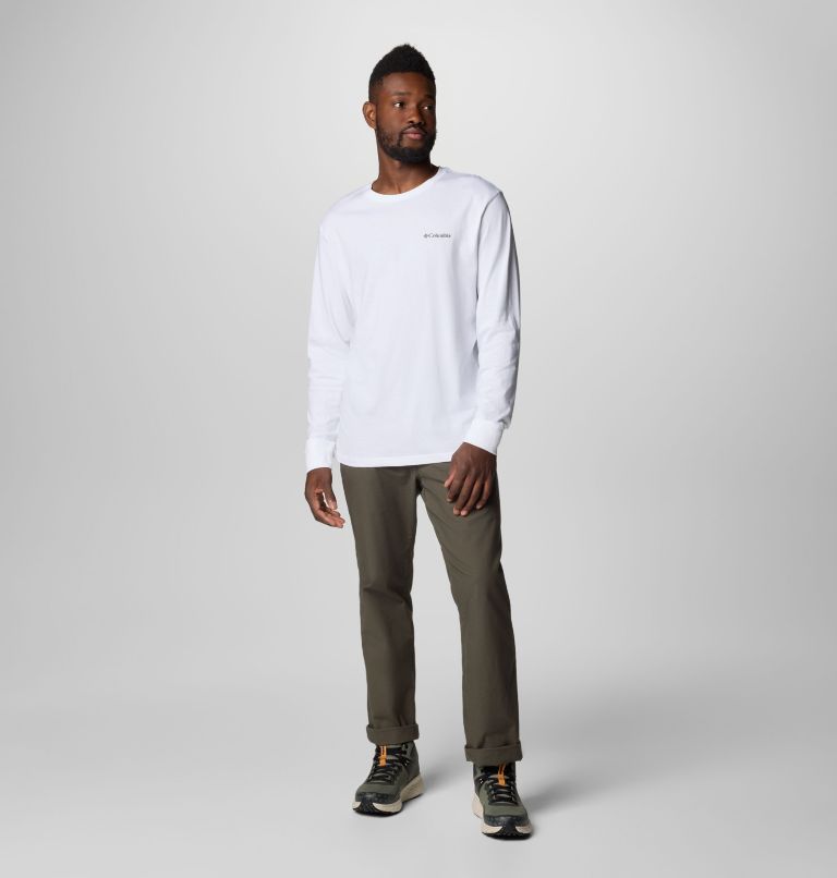 Men's North Cascades Long Sleeve T-Shirt, Color: White, Hex Flag, image 3