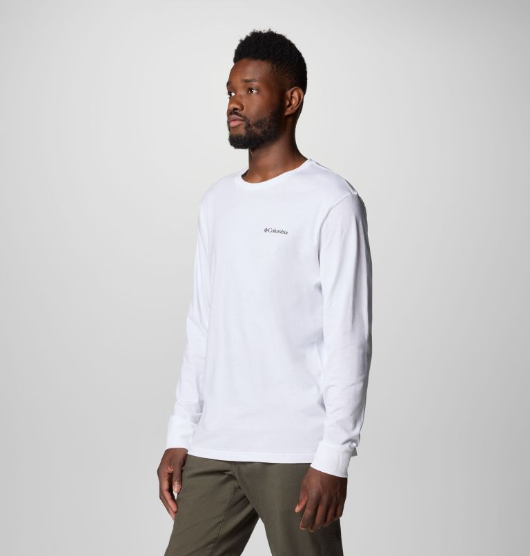 Men's North Cascades Long Sleeve T-Shirt, Color: White, Hex Flag, image 4