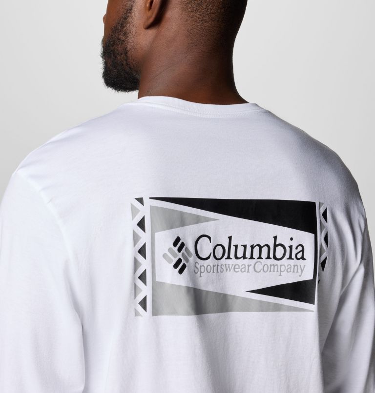 Men's North Cascades Long Sleeve T-Shirt, Color: White, Hex Flag, image 6