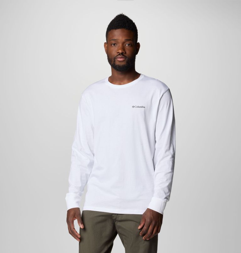Men's North Cascades Long Sleeve T-Shirt, Color: White, Hex Flag, image 2