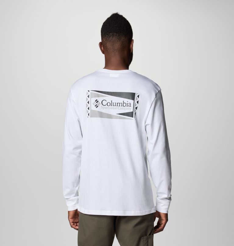 Men's North Cascades Long Sleeve T-Shirt, Color: White, Hex Flag, image 1