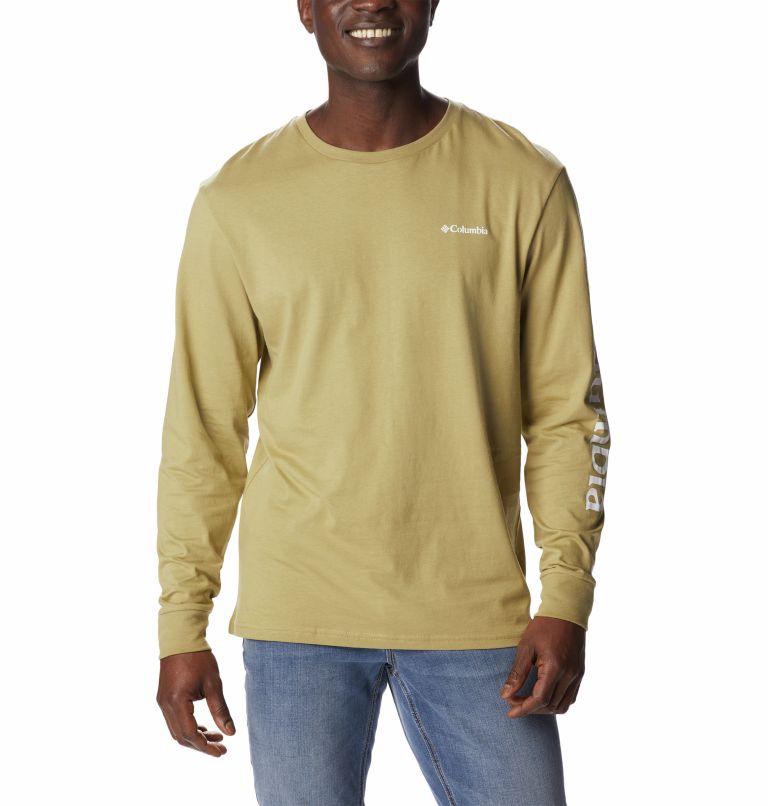 Thumbnail: Men's North Cascades Long Sleeve Tee Shirt, Color: Savory, White, image 1