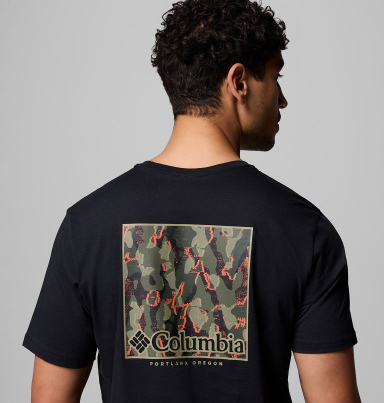 Men's North Cascades T-Shirt, Color: Black, Framed Treebark, image 6