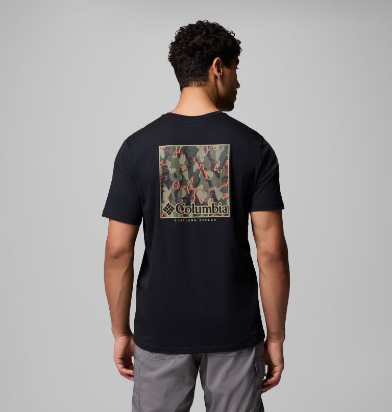 Men's North Cascades T-Shirt, Color: Black, Framed Treebark, image 1