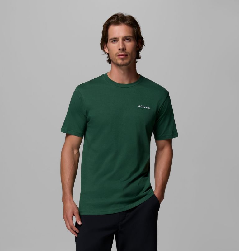 Men's North Cascades T-Shirt, Color: Rain Forest, Framed Treebark, image 3