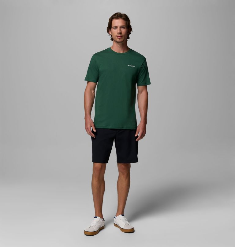 Men's North Cascades T-Shirt, Color: Rain Forest, Framed Treebark, image 2
