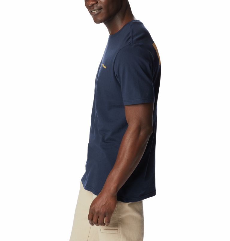 Men's North Cascades Tee Shirt, Color: Collegiate Navy, Golden Nugget, image 3