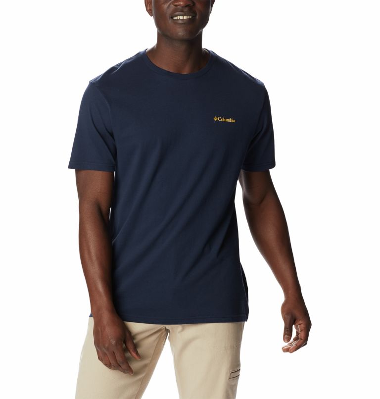 Thumbnail: Men's North Cascades Tee Shirt, Color: Collegiate Navy, Golden Nugget, image 1