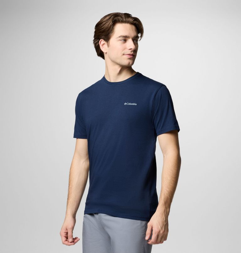 Camiseta de manga corta North Cascades para hombre, Color: Collegiate Navy, Pasteled Framed, image 3