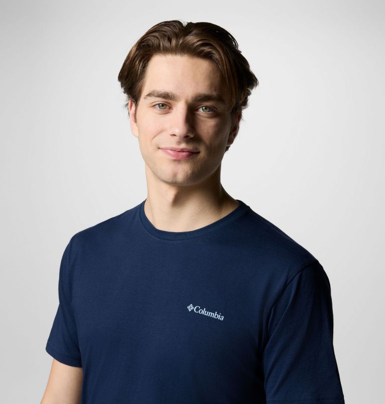 Camiseta de manga corta North Cascades para hombre, Color: Collegiate Navy, Pasteled Framed, image 4