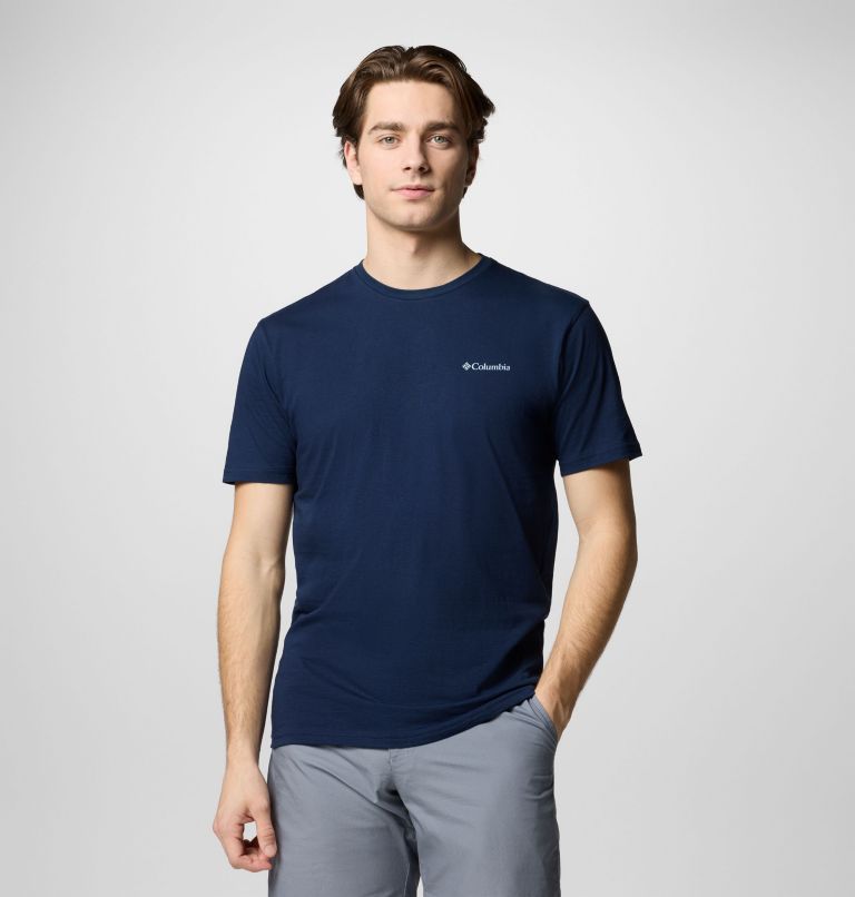 Camiseta de manga corta North Cascades para hombre, Color: Collegiate Navy, Pasteled Framed, image 2