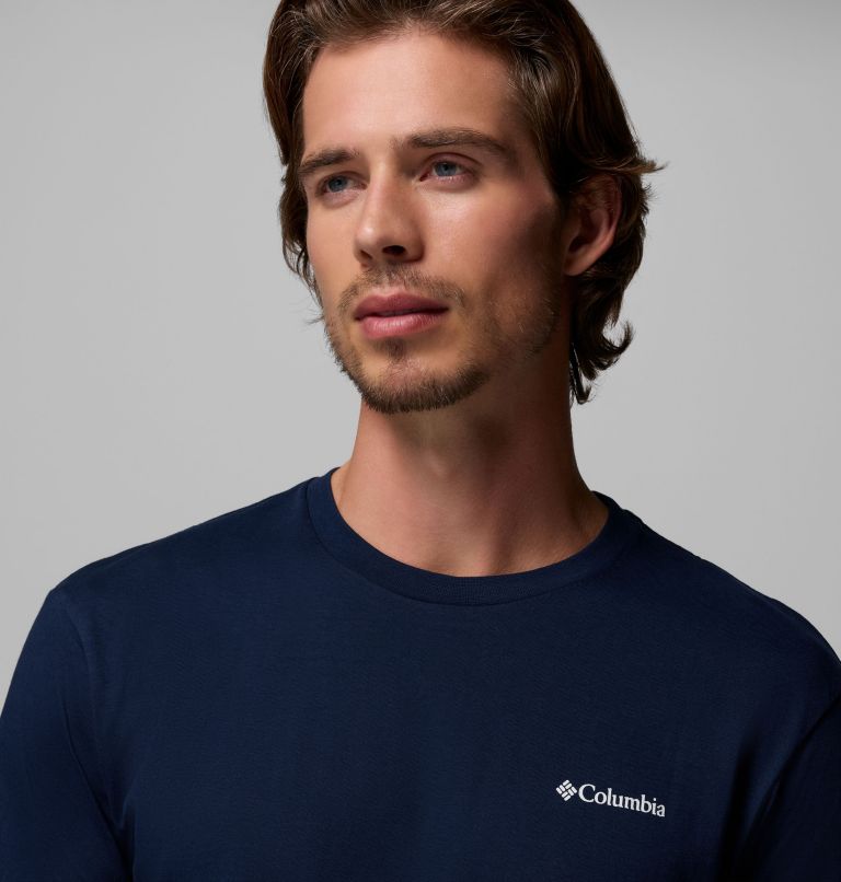 Men's North Cascades T-Shirt, Color: Collegiate navy, Framed Treebark, image 5