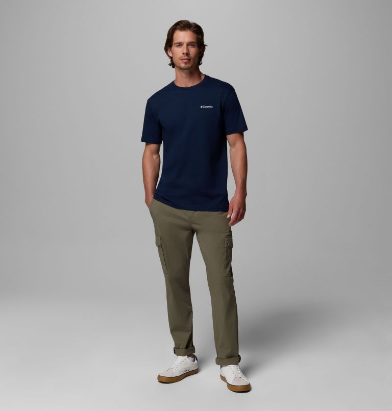 Men's North Cascades T-Shirt, Color: Collegiate navy, Framed Treebark, image 2