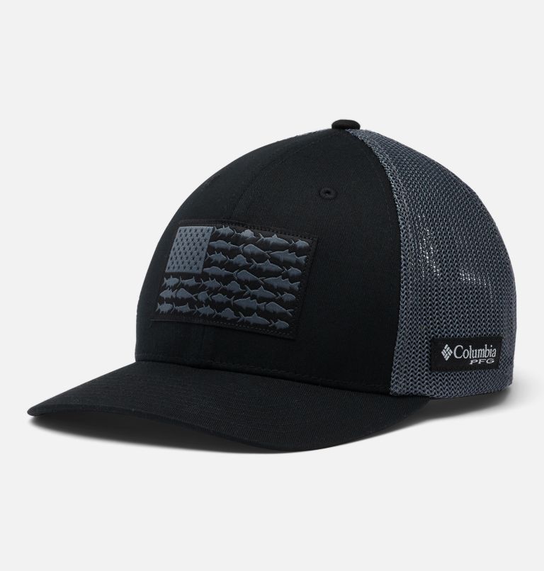 PFG Fish Flag Mesh Ball Cap, Color: Black, Graphite, image 1