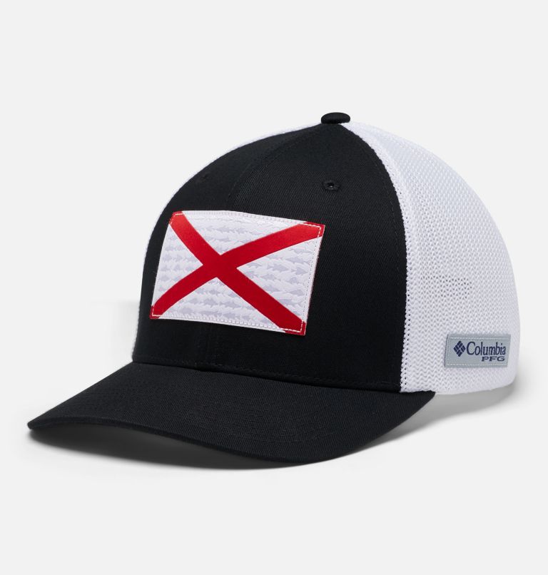 Thumbnail: PFG Fish Flag Mesh Ball Cap - High Crown, Color: Black, Alabama Flag, image 1