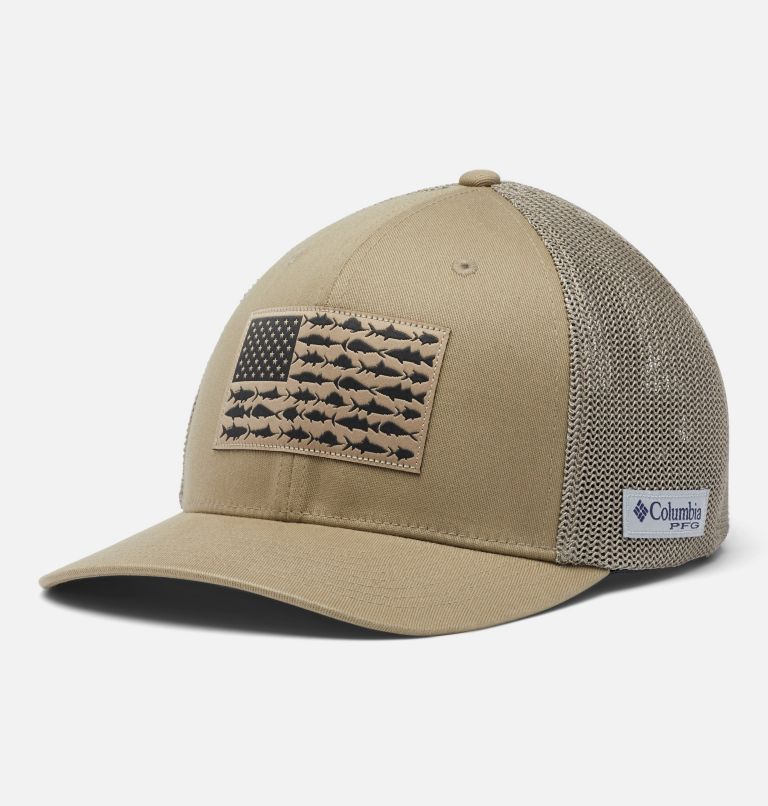 PFG Fish Flag Mesh Ball Cap, Color: Tusk, image 1