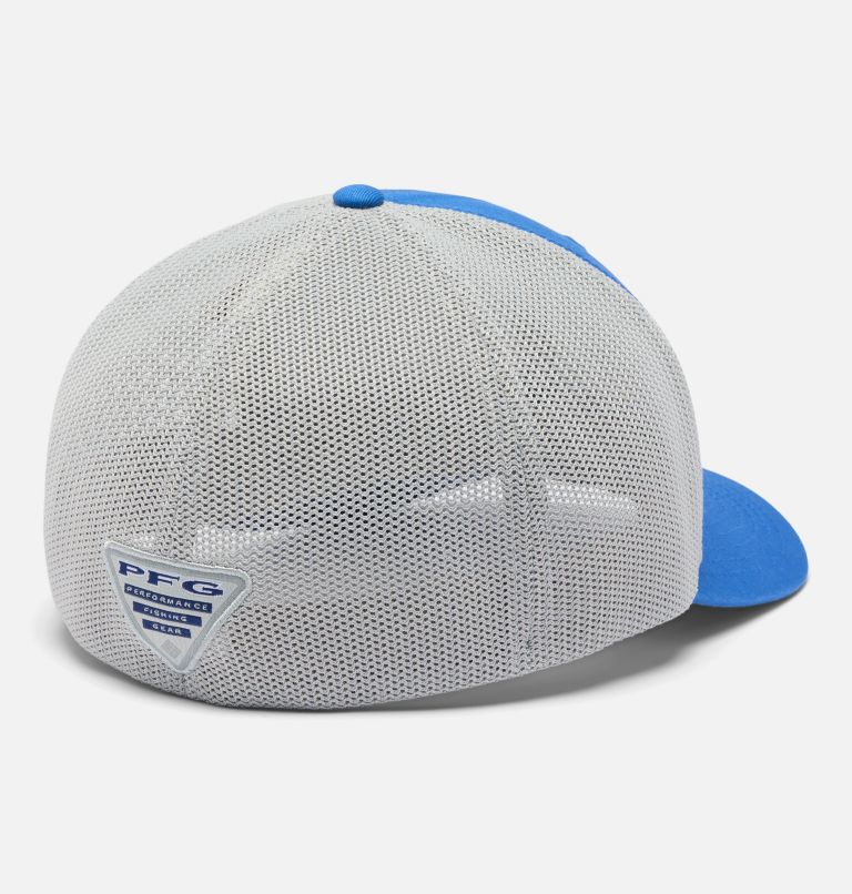 PFG Fish Flag Mesh Ball Cap, Color: Vivid Blue, Cool Grey, US Fish Flag, image 2