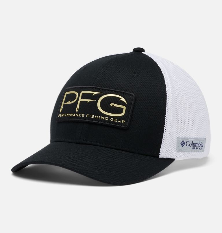 Thumbnail: PFG Hooks Mesh Ball Cap - High Crown, Color: Black, Gold, image 1