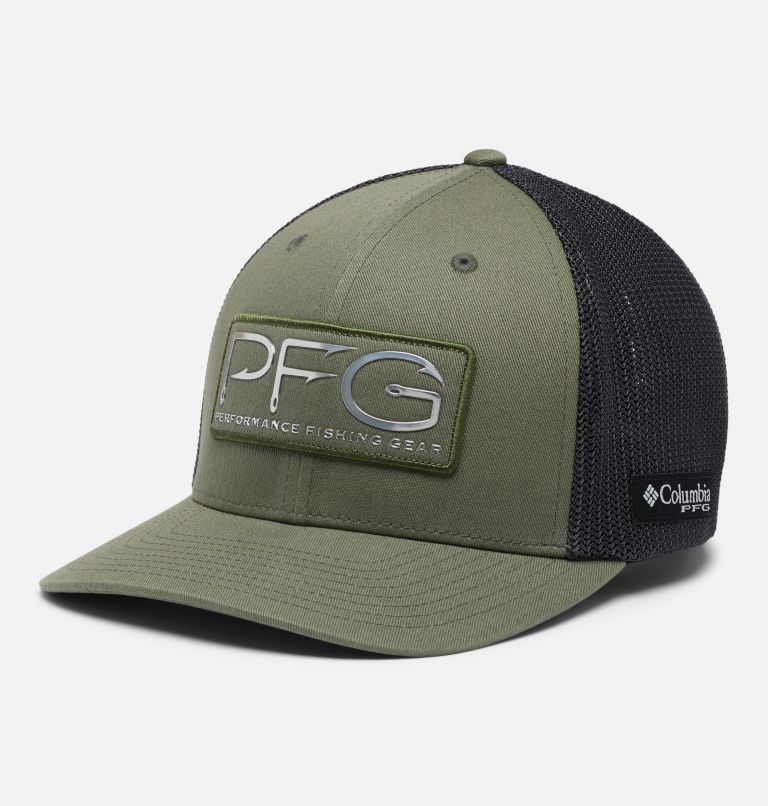 Columbia PFG Flexfit Mesh Fish Flag Ball Cap - Black/Graphite - L/XL