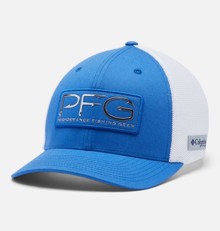 Thumbnail: PFG Hooks Mesh Ball Cap - High | 487 | L/XL, Color: Vivid Blue, Silver, image 1
