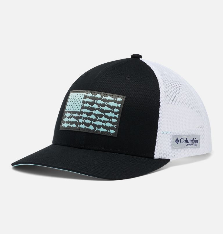 PFG Fish Flag Mesh Snapback, Color: Black, White, image 1