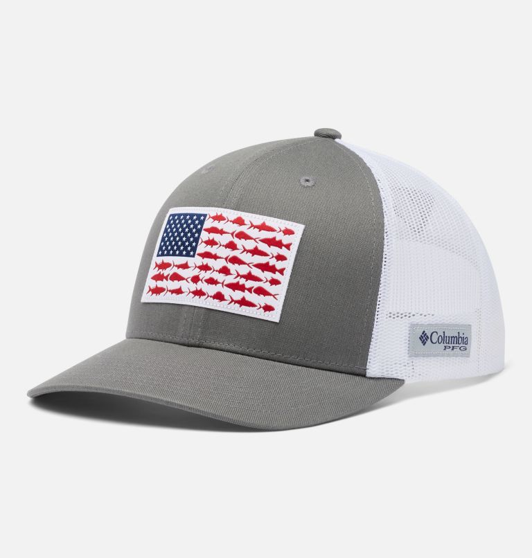 PFG Fish Flag Mesh Snapback, Color: Titanium, White, image 1