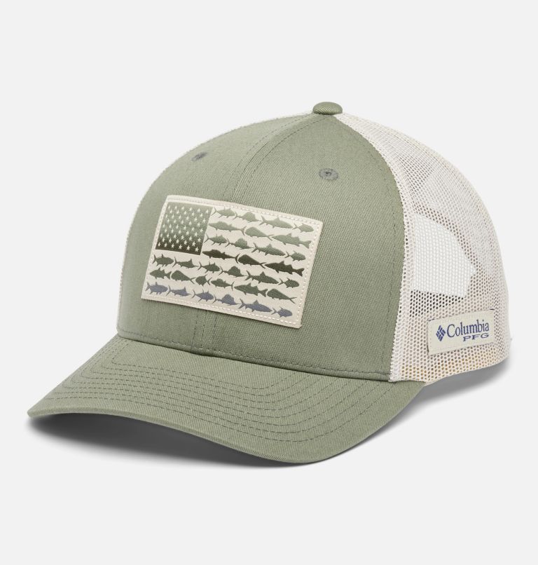 PFG Fish Flag Mesh Snapback, Color: Cypress, Fossil, image 1