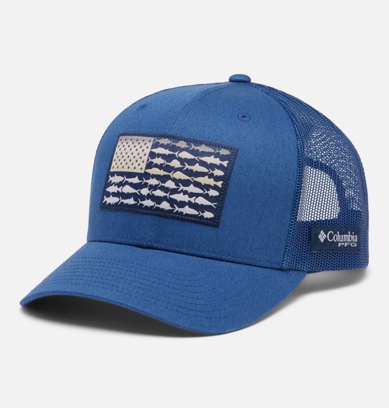 PFG Fish Flag Mesh Snapback, Color: Carbon, Collegiate Navy, image 1