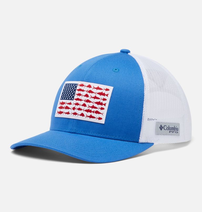 PFG Fish Flag Mesh Snapback, Color: Vivid Blue, White, image 1