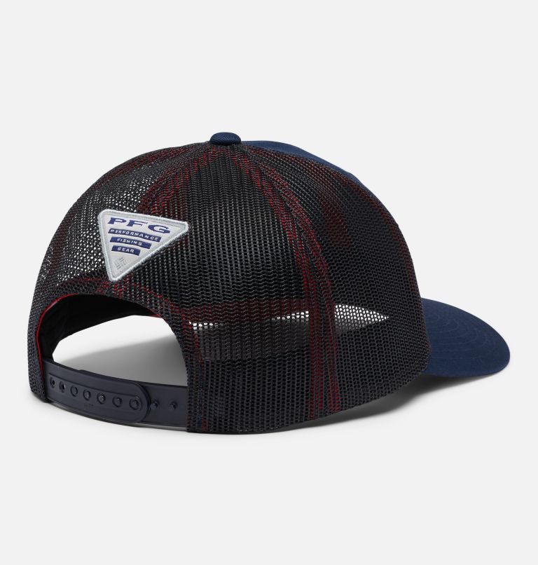 PFG Fish Flag Mesh Snap Back - Low | 464 | O/S, Color: Collegiate Navy, Sunset Red, image 2