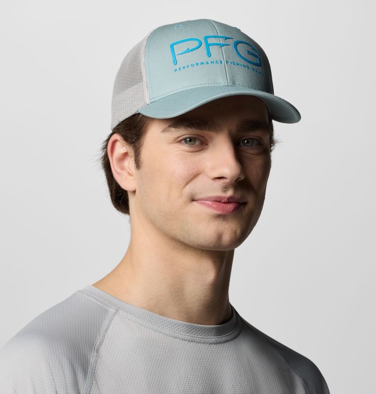 PFG Mesh Snap Back Hooks Ball Cap - High Crown, Color: Crushed Blue, Cool Grey, image 2