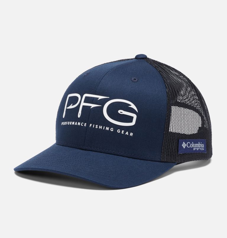 PFG Mesh Snap Back Hooks Ball Cap, Color: Collegiate Navy, White PFG, image 1