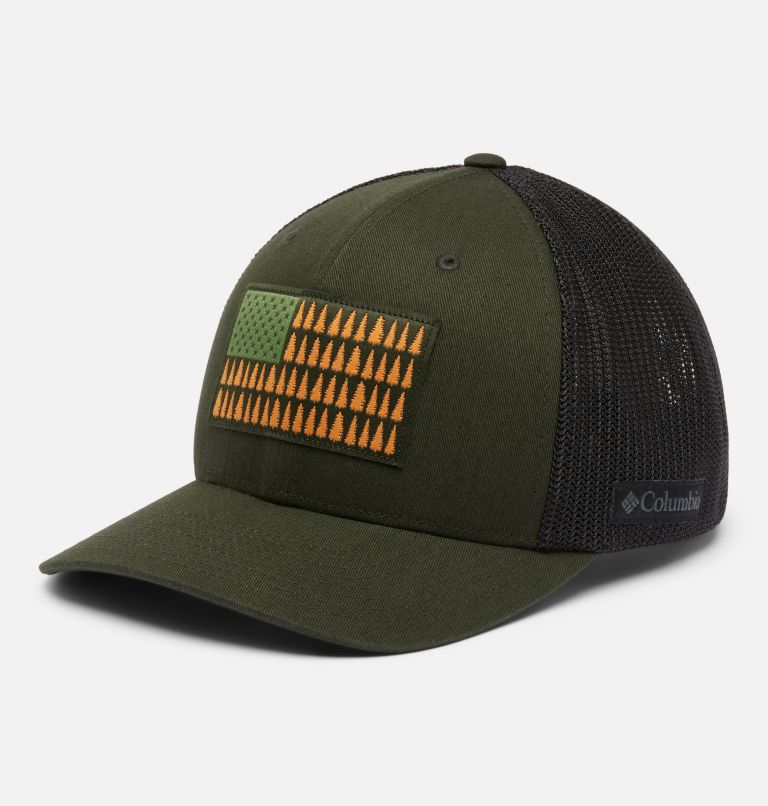 Columbia Mesh Tree Flag Ball Cap, Color: Greenscape, Black, image 1