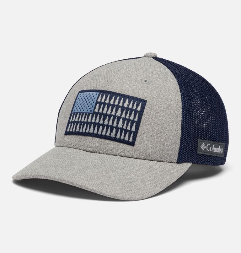 Columbia Tree Flag Mesh Ball Cap - Low, Color: Columbia Grey Heather, Collegiate Navy, image 1