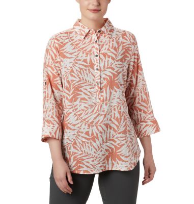 Tunique &agrave; Enfiler Summer Ease&trade; Femme Summer Ease&trade; Popover Tunic | 693 | XS, Cedar Blush Wispy Bamboo Print, front